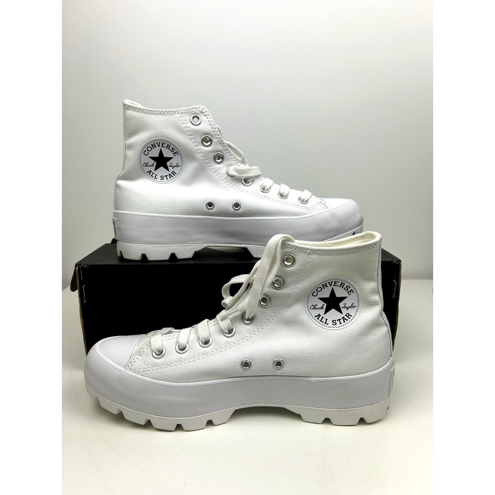 Converse Chuck Taylor All Star Lugged High White Platform Shoes Sneaker Womens 9